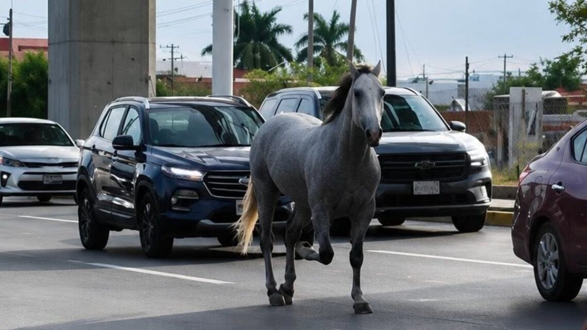 La presencia inesperada de un caballo en la avenida Miguel Alemán generó preocupación entre los conductores y una intensa movilización.
