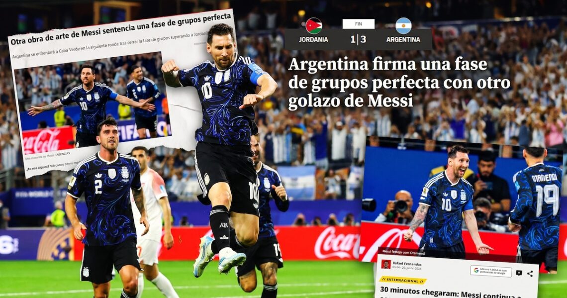 Los medios destacan el gol de Messi como una obra maestra en la victoria de Argentina contra Jordania.