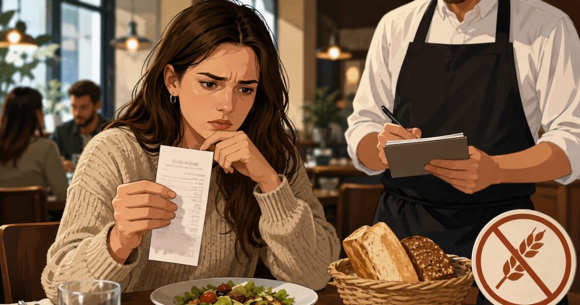 Un mensaje en el ticket de un restaurante desató la indignación de una mujer celíaca en redes sociales.