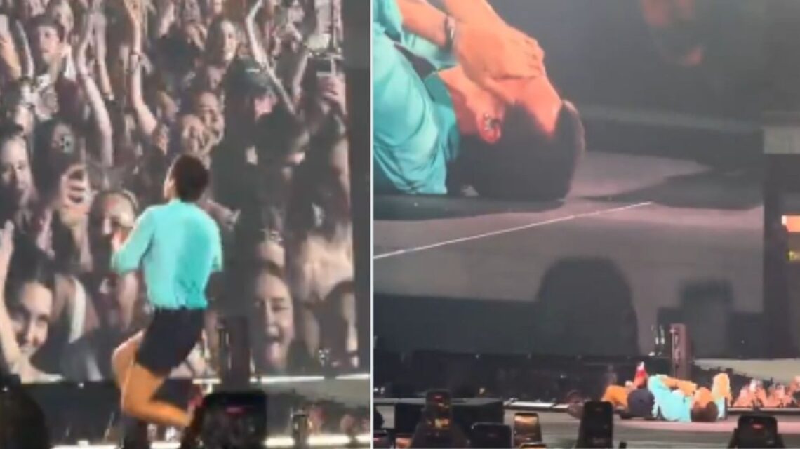 Harry Styles preocupa a sus fans tras un extraño momento en el escenario donde se acostó durante su actuación.