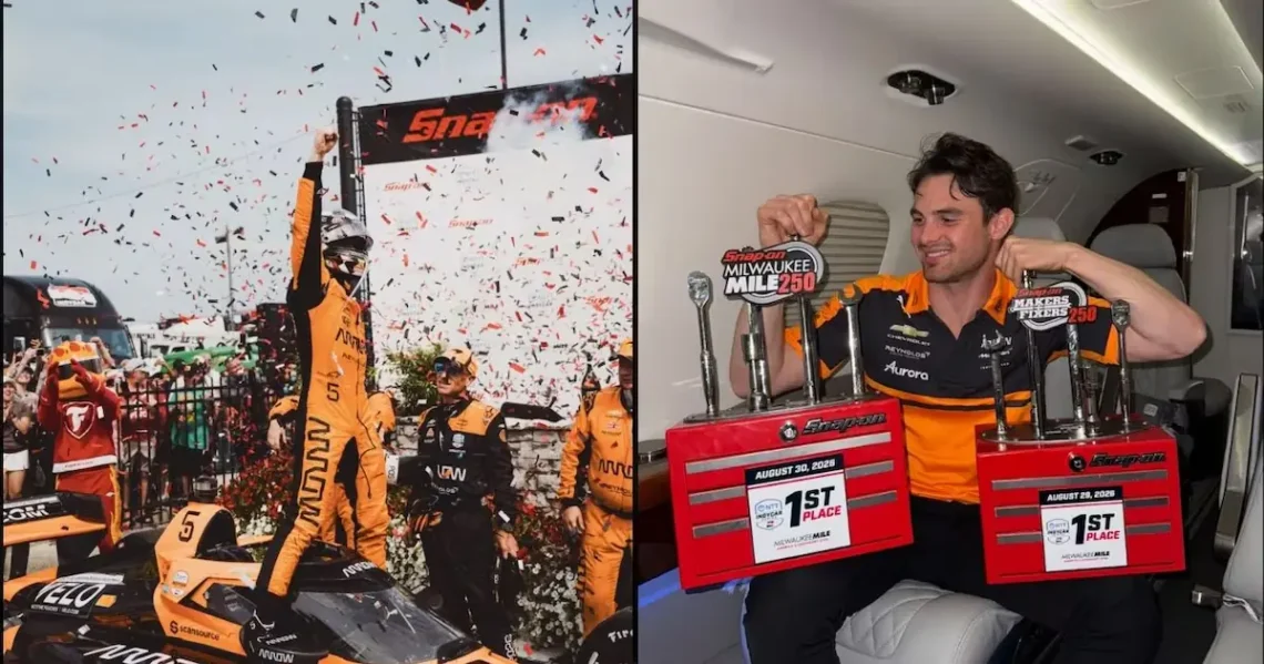 El piloto Pato O’Ward consigue hazaña monumental al ganar dos carreras de IndyCar en un solo día en Milwaukee.